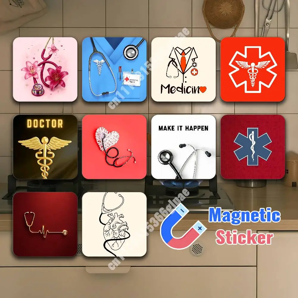Love Doctor Nurse Medical Staff Magnetic Sticker Reflective Fridge Decal for Metal Surfaces Magnet Sign