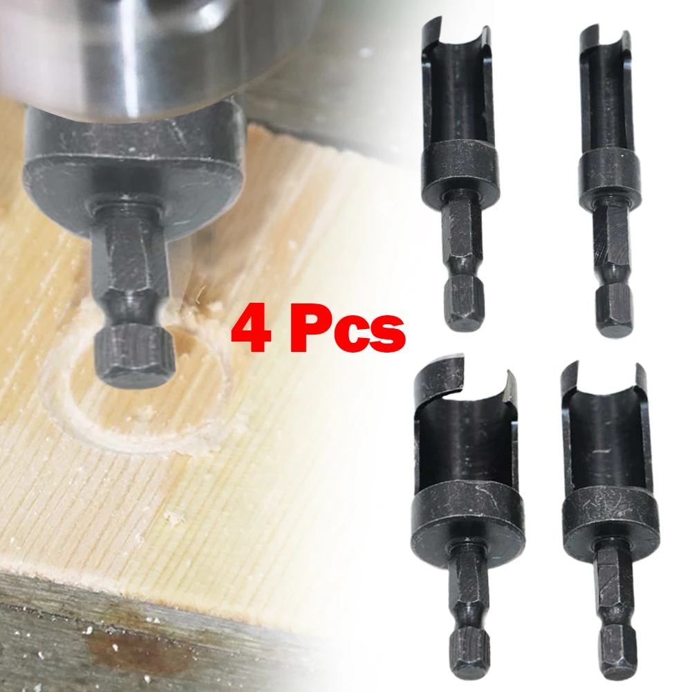 4Pcs เจาะ Bits Hex Shank 6/10/13/16มม.เสียบไม้ตัดเจาะคาร์บอนเหล็กสำหรับตัด Dowel งานไม้เครื่องมือ