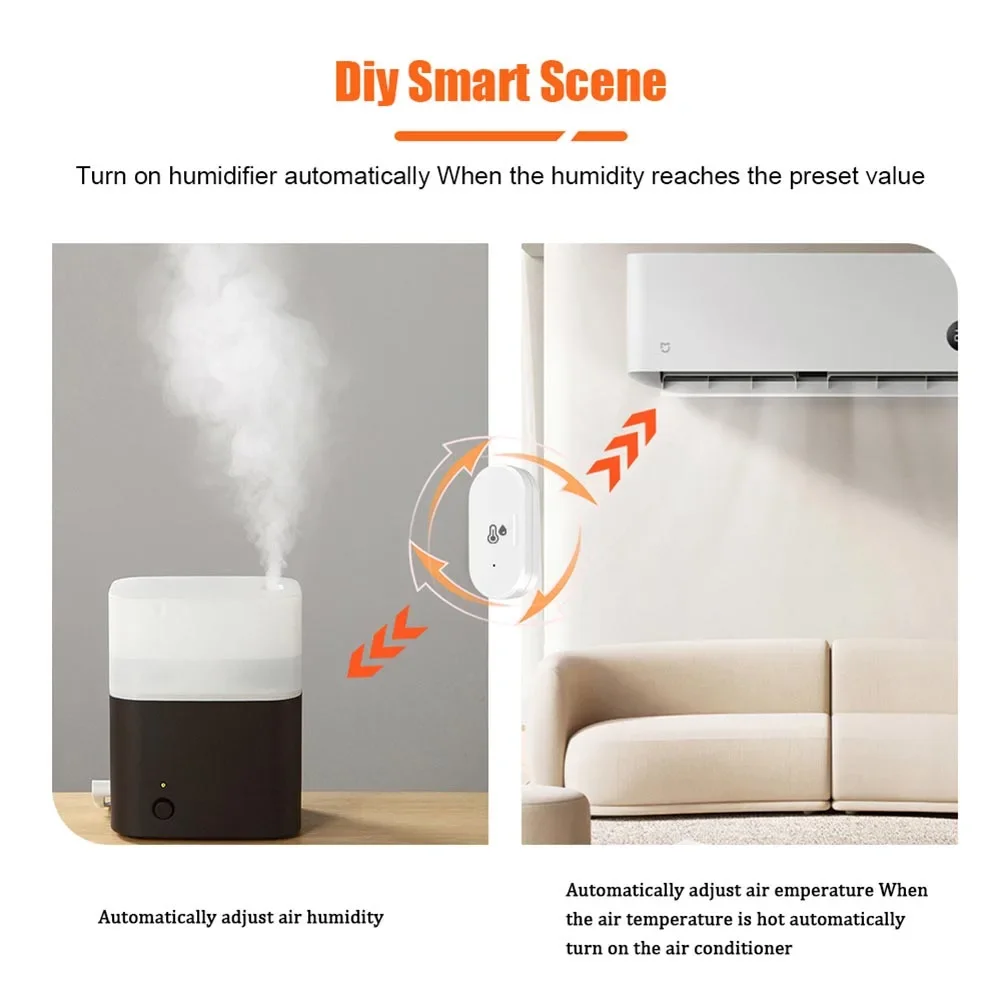 For Tuya-ZigBee Temperature Sensor Real-time Humidity Detector Portable Battery Powered Smart Home For Alexa Home Improvement