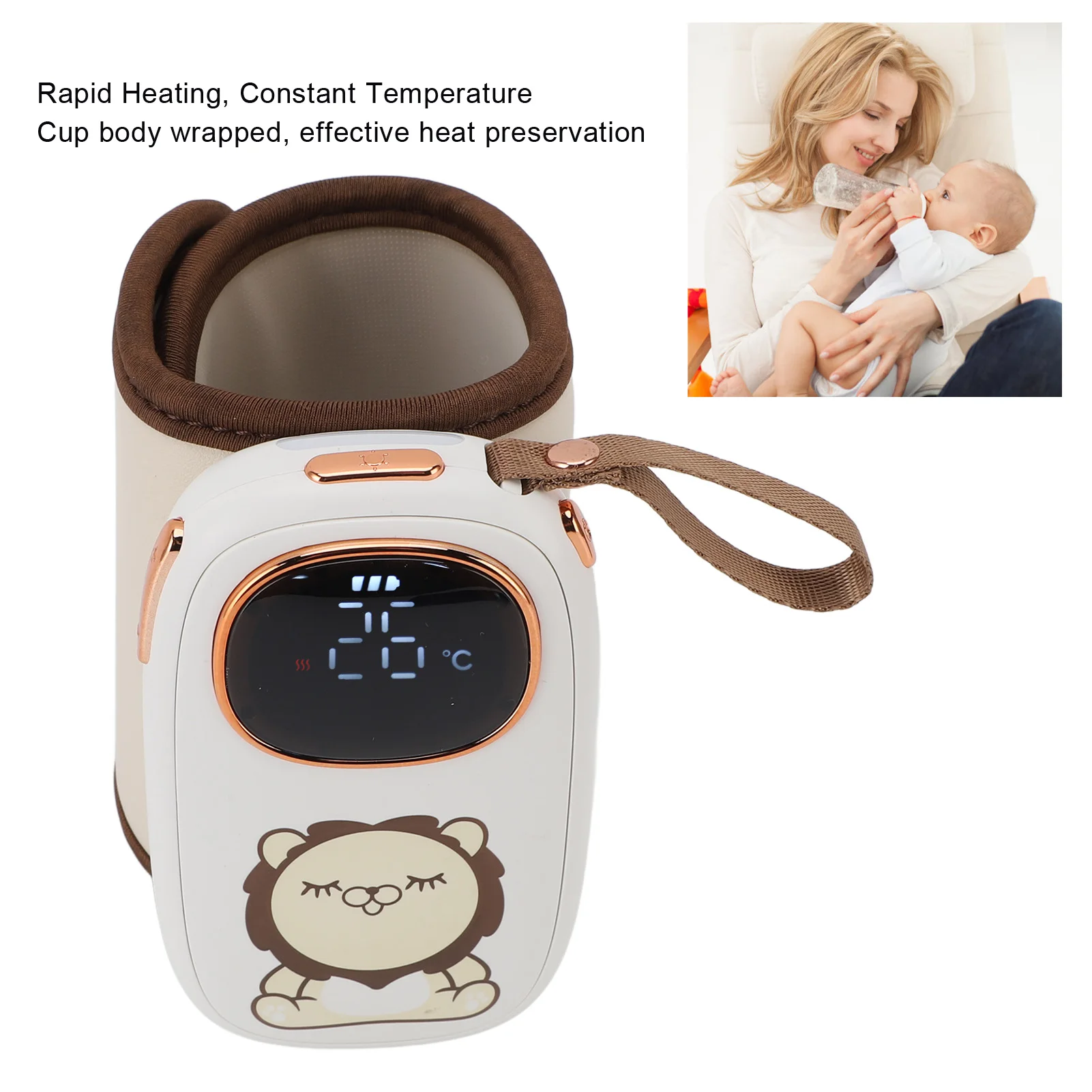 1 قطعة زجاجة محمولة أكثر دفئا USB شحن زجاجة الحليب التدفئة كم درجة حرارة ثابتة مثالية للسفر صيغة حليب الثدي #3