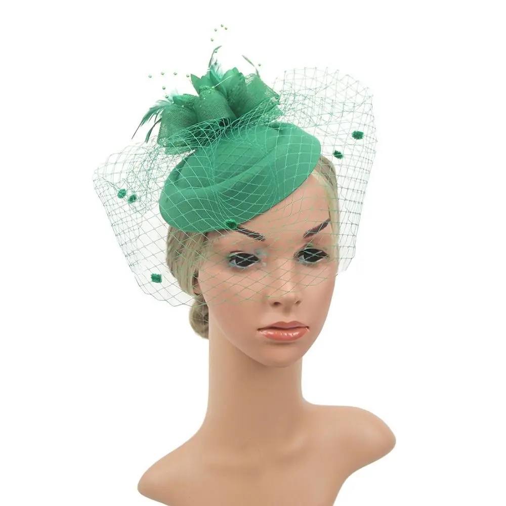 Versatile Sinamay Bride Headwear Feathers Flower Mesh Top Hat Retro Mesh Hair Clip Summer