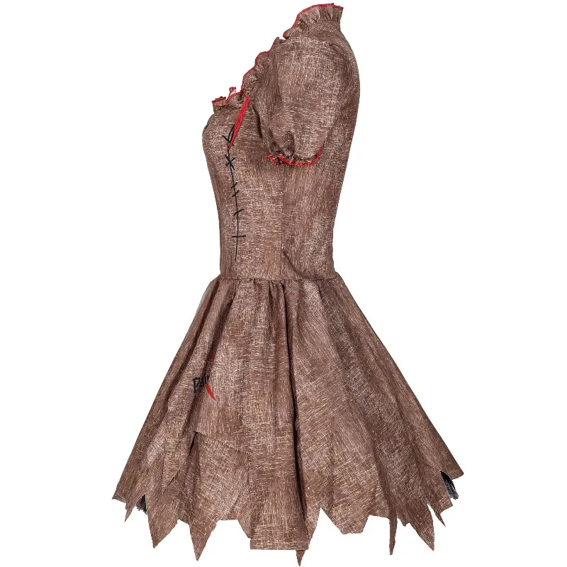 Disfraz de muñeca de terror, vestido de novia de terror, disfraz de Halloween, conjunto de payaso malvado, juego de rol gótico para mujer, fiesta de sirvienta zombi