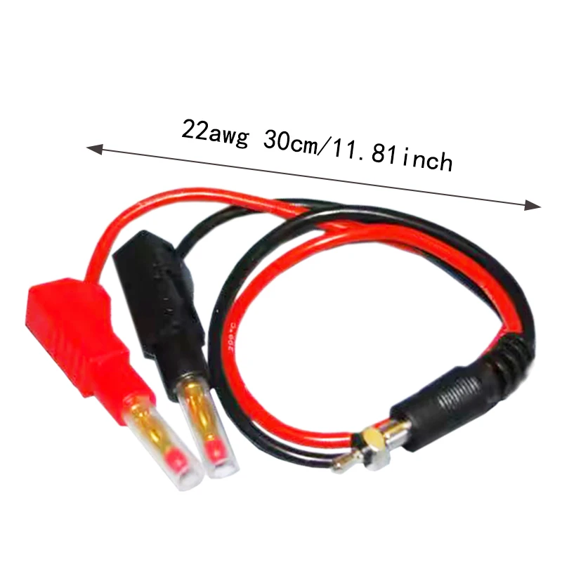 Enchufe de arranque brillante, Cable de carga RC, Cable de plomo a 4,0mm, chapado en oro, Conector de enchufe Banana blindado apilable, 22AWG, 30cm