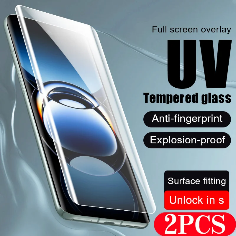 

2pcs Tempered Glass Protective Film for OPPO Reno 12 11 10 9 6 5 4 3 Pro UV Glass Smartphone Screen Protector Find X7 X6 X5 X3