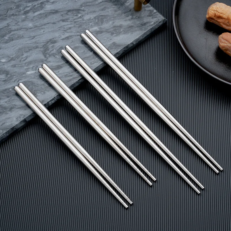 2/4/6/8 Pairs Chinese Chopsticks 304 Stainless Steel Non-slip Sushi Chopstick Reusable Food Metal Sticks Home Kitchen Tools