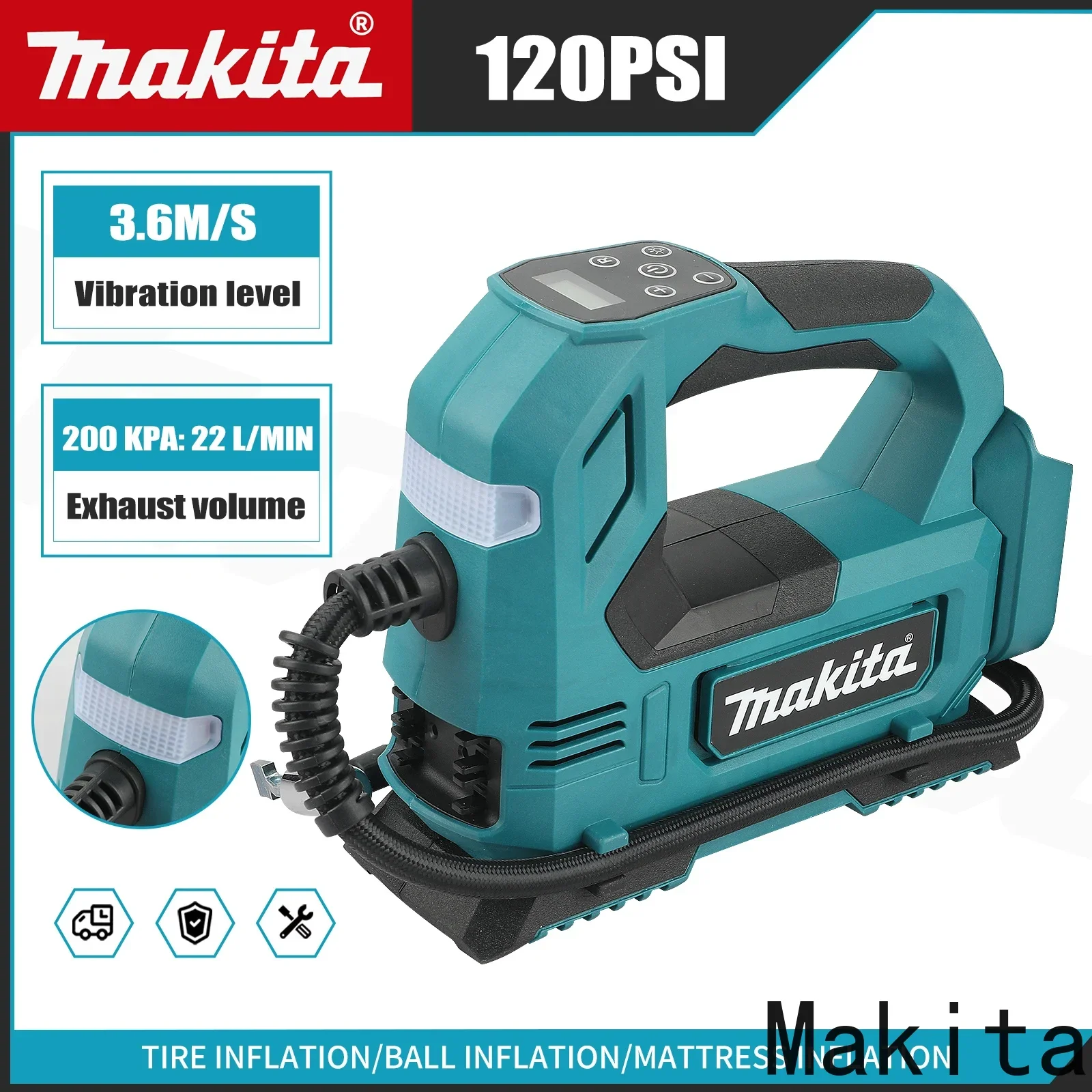 

Makita DYS59 Автоматический беспроводной насос для накачивания электрический воздушный насос для автомобильных шин ручной воздушный компрессор для батареи Makita 18 В (без батареи)