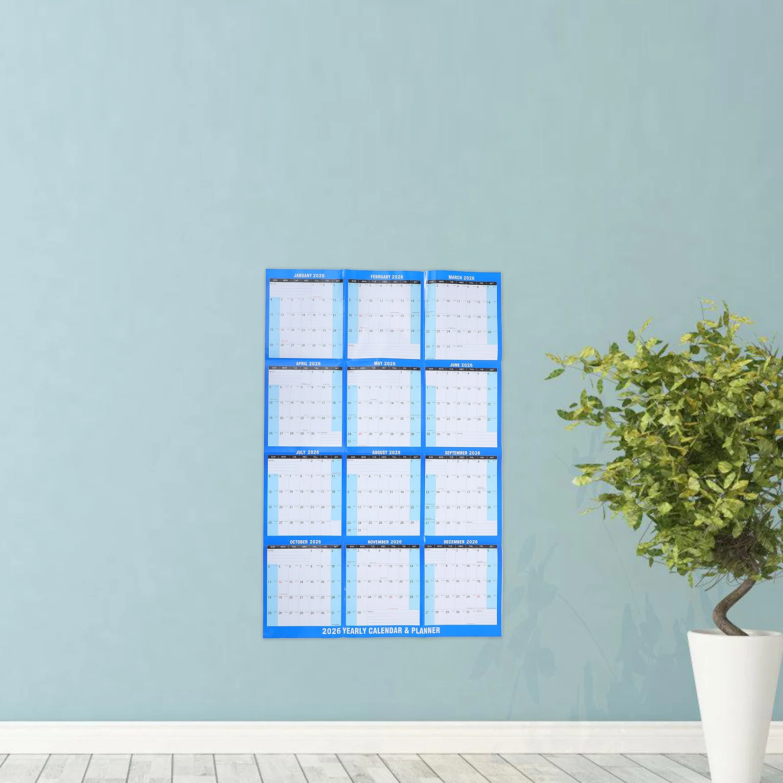 10 Stuks Grote 2026 Muur Kalender Dik Papier Opknoping Kalender Voor Home Office School Droog Wissen Jaarlijkse Planner Jaarlijkse Muur