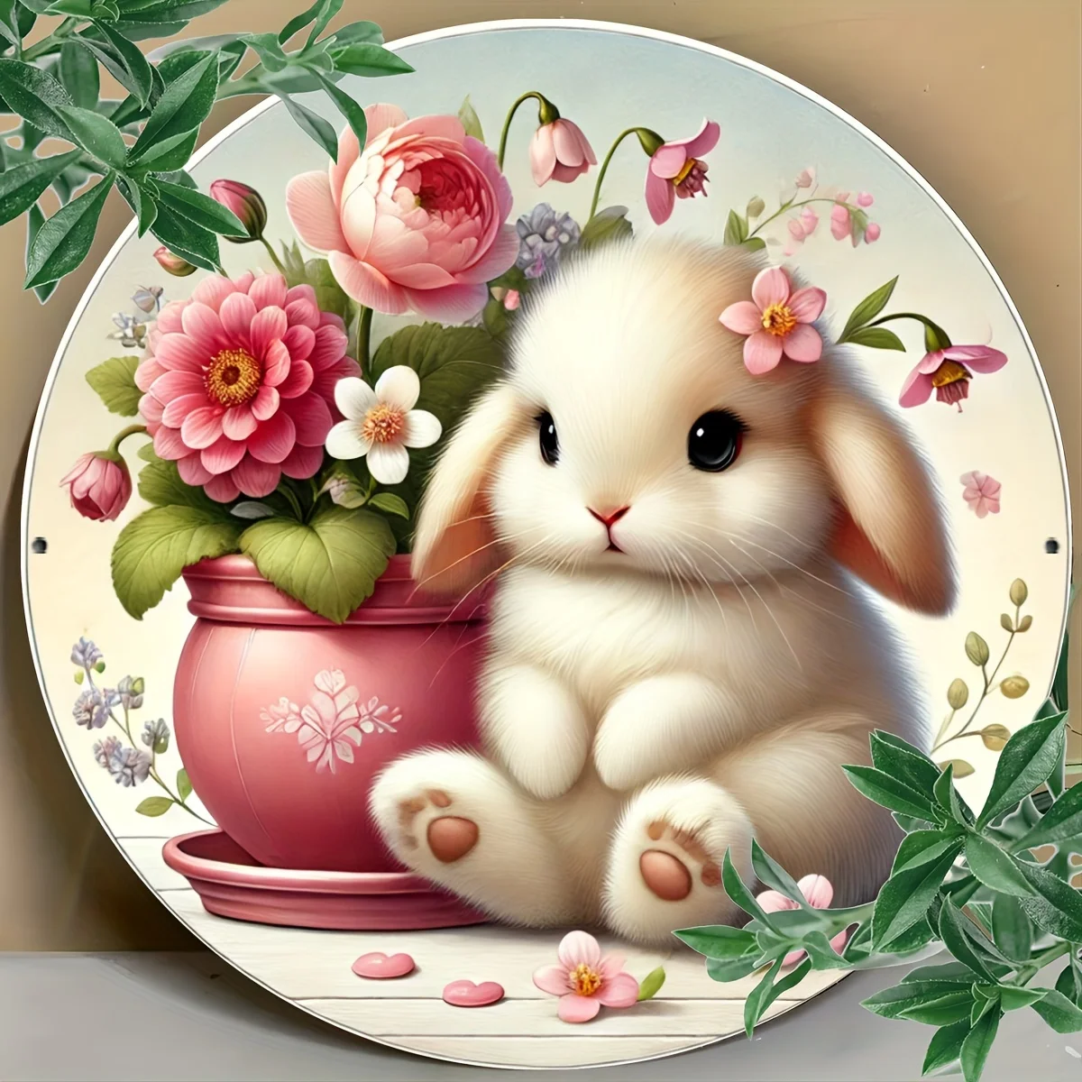 لافتة ألومنيوم لإكليل سلة أرنب عيد الفصح الريفي - لوحة معدنية لديكور المنزل والحرف الفنية ومستلزمات القصاصات #2