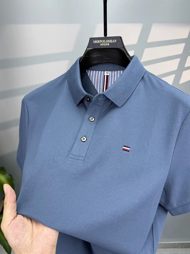 

Luxury brand classic embroidered POLO shirt men's short sleeve lapel summer high-quality ice silk breathable casual Paul T-shirt
