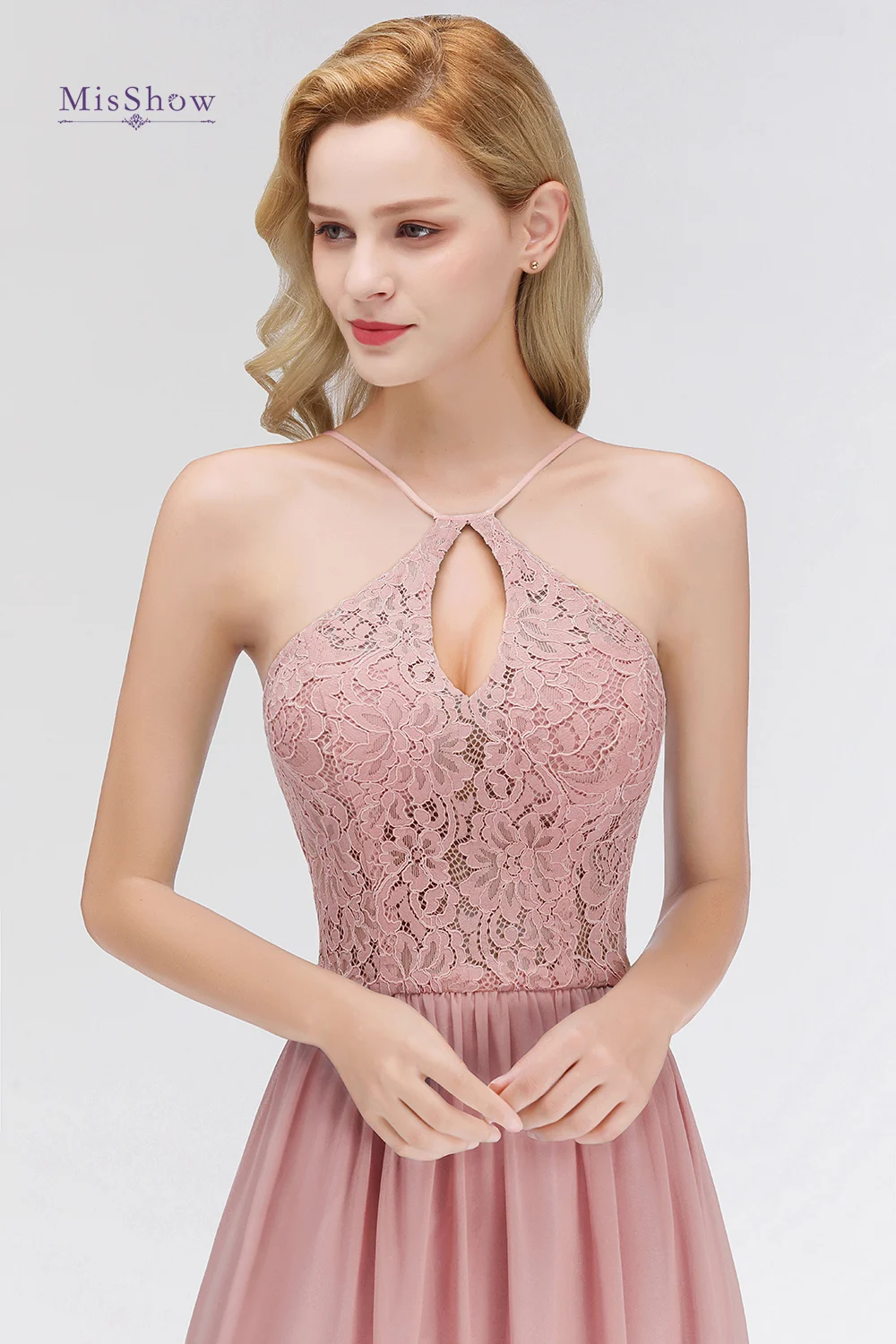 Elegant Dusty Rose Lace Bridesmaid Dresses For Wedding Guest 2023 Sexy Long Chiffon Maid of Honor Party Prom Gowns Women Gift