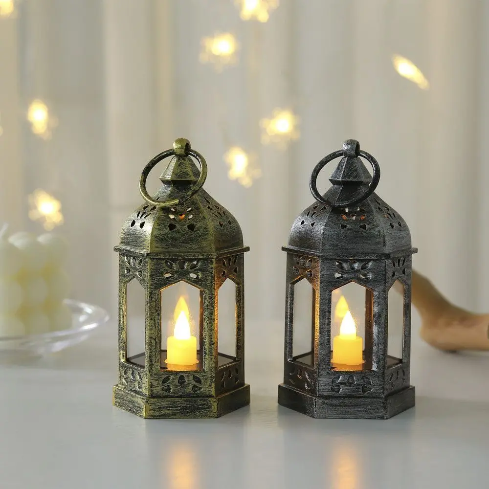 

Waterproof Electronic Candlestick Moisture-proof Easy Hanging Hexagonal Wind Lamp Decorative Nordic Candle Holder Home Decor