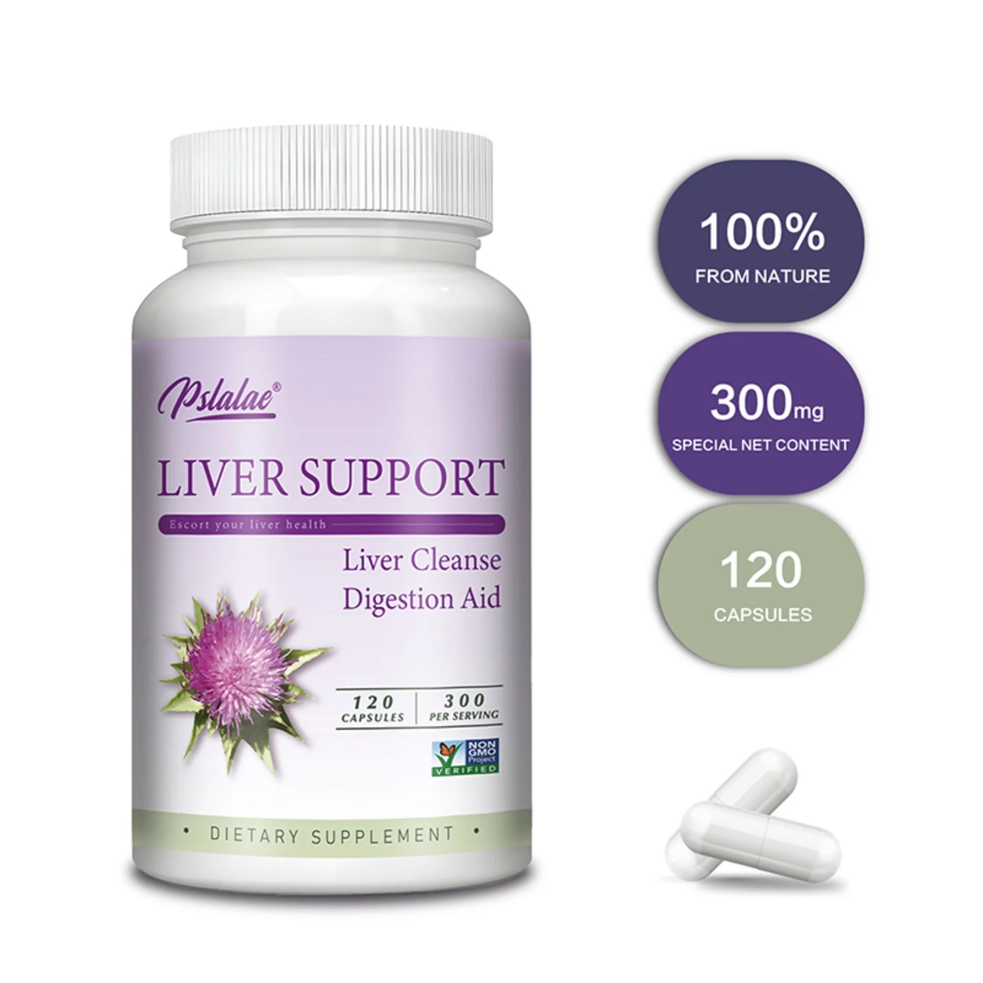 

Liver Support Supplements - with Dandelion + Milk Thistle - Liver Detox Cleansing Repair, Antioxidant - 120 Capsules