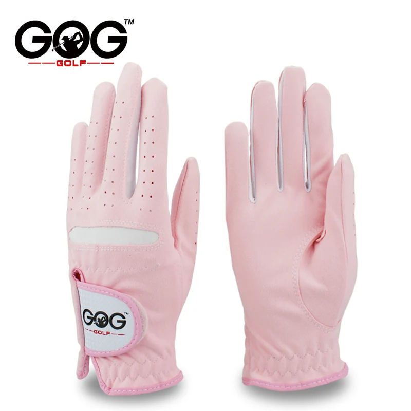 Golf Gloves Lady Soft Microfiber Cloth 1 Pair Women Left Hand Right Hand Breathable Blue Pink Golf Anti-slip Glove Golf Supplies