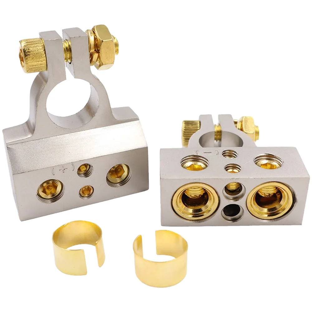 Gold Plated Zinc Alloy Battery Terminal Clamp For Car Audio 12-48V Vehicle Power Connector Wire Gauge 2 4 8 10 Automotive Parts