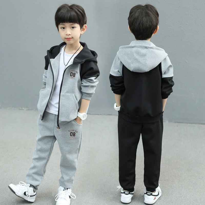 Frühling Herbst Teenager Jungen Kleidung Set Brief Mit Kapuze Jacke + Hosen 2Pcs Für 5-14 Jahre Kinder trainingsanzüge Kinder Casual Outfits