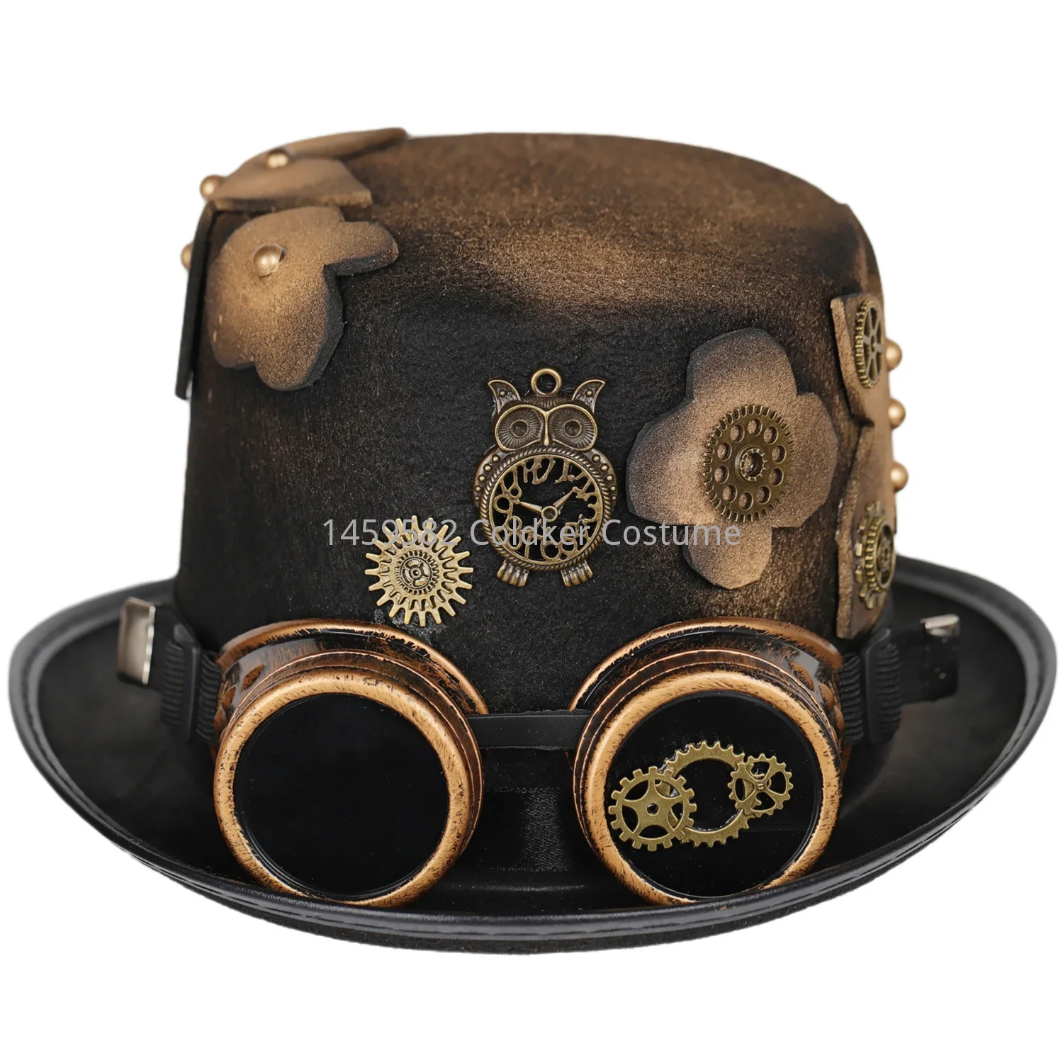 Vintage czarny steampunkowy strój cylinder okulary Punk kapelusz gotycki nakrycie głowy przyjęcie świąteczne dekoracja kapelusz akcesoria do