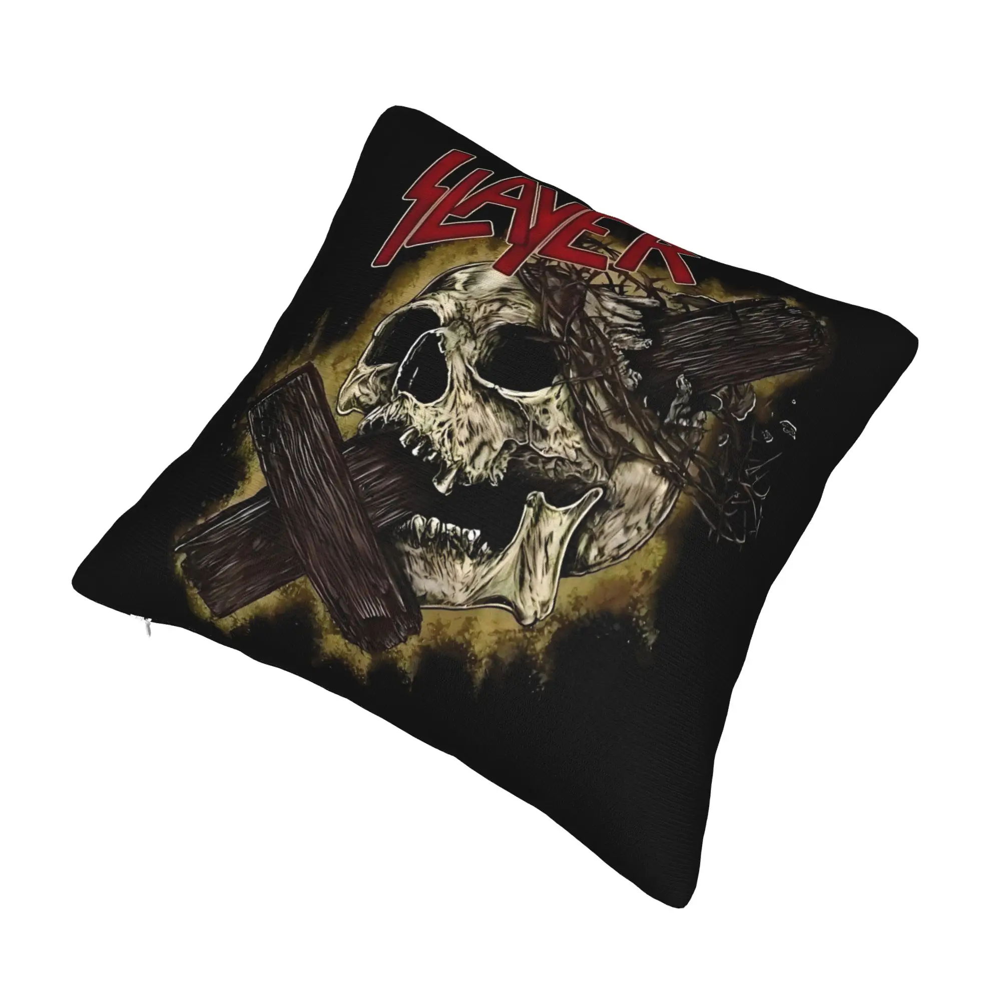 S-Slayers Skull Cross Cushion Cover 45x45cm Heavy Metal Band  Velvet Luxury Pillow Cases for Sofa