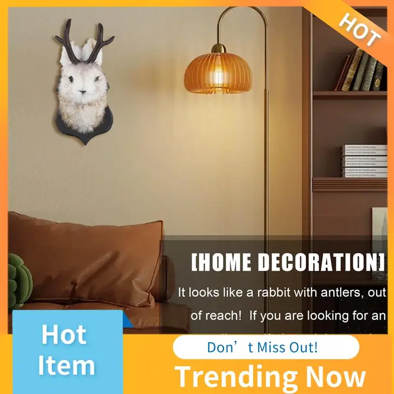 ABNL Easter Gift Bunny Heads Antlers Wall Hanging Decoration Animals Deer Mount For Home Simulation Resin Art Ornaments