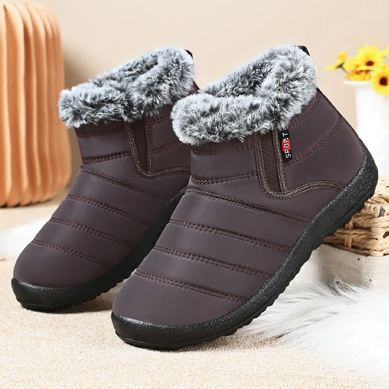 YRZL أحذية الشتاء الدافئة للنساء أفخم اصطف عدم الانزلاق لينة وحيد داخلي شباشب لخارج المنزل أحذية الشتاء خفيفة الوزن مريحة #4