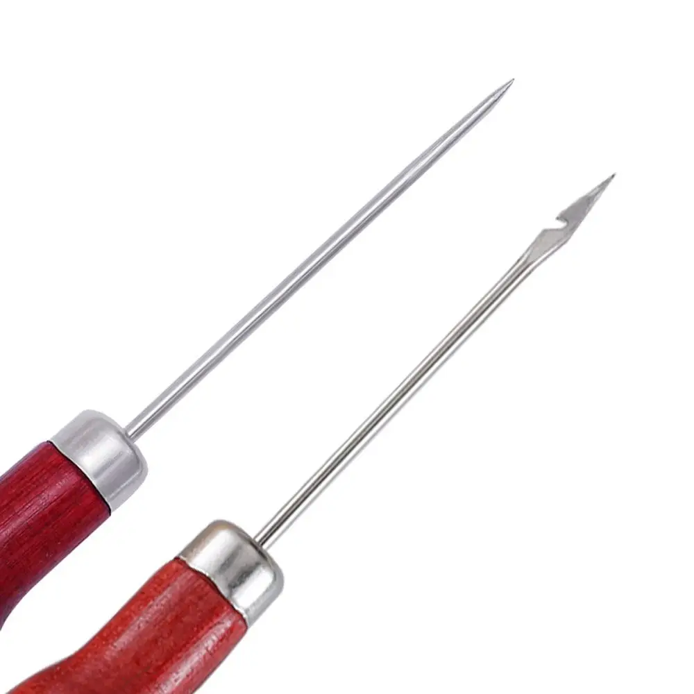 Wooden Handle Leather Craft Punch Shoes Drill Sewing Tool Sewing Awl Shoe Repair Needles Hole Maker Hand Stitcher