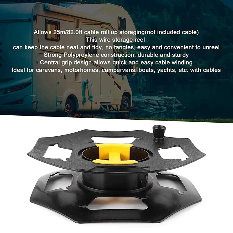 2X Outdoor Cable Tidy Reel 25M Storage Reel Wire Extension Tidy Frame Roll Up Stand For Caravan Yacht RV Cable Storage