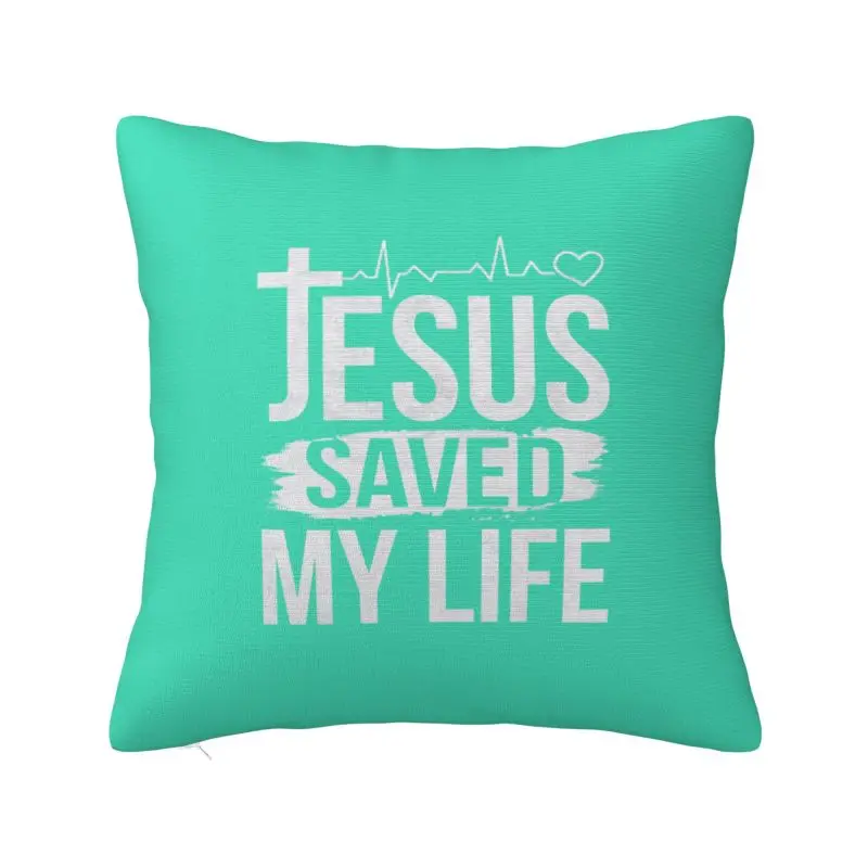 Custom Jesus Saved My Life Pillow Case 40x40cm Christ Religion Christian Faith Luxury Cushion Cover Velvet Pillowcase