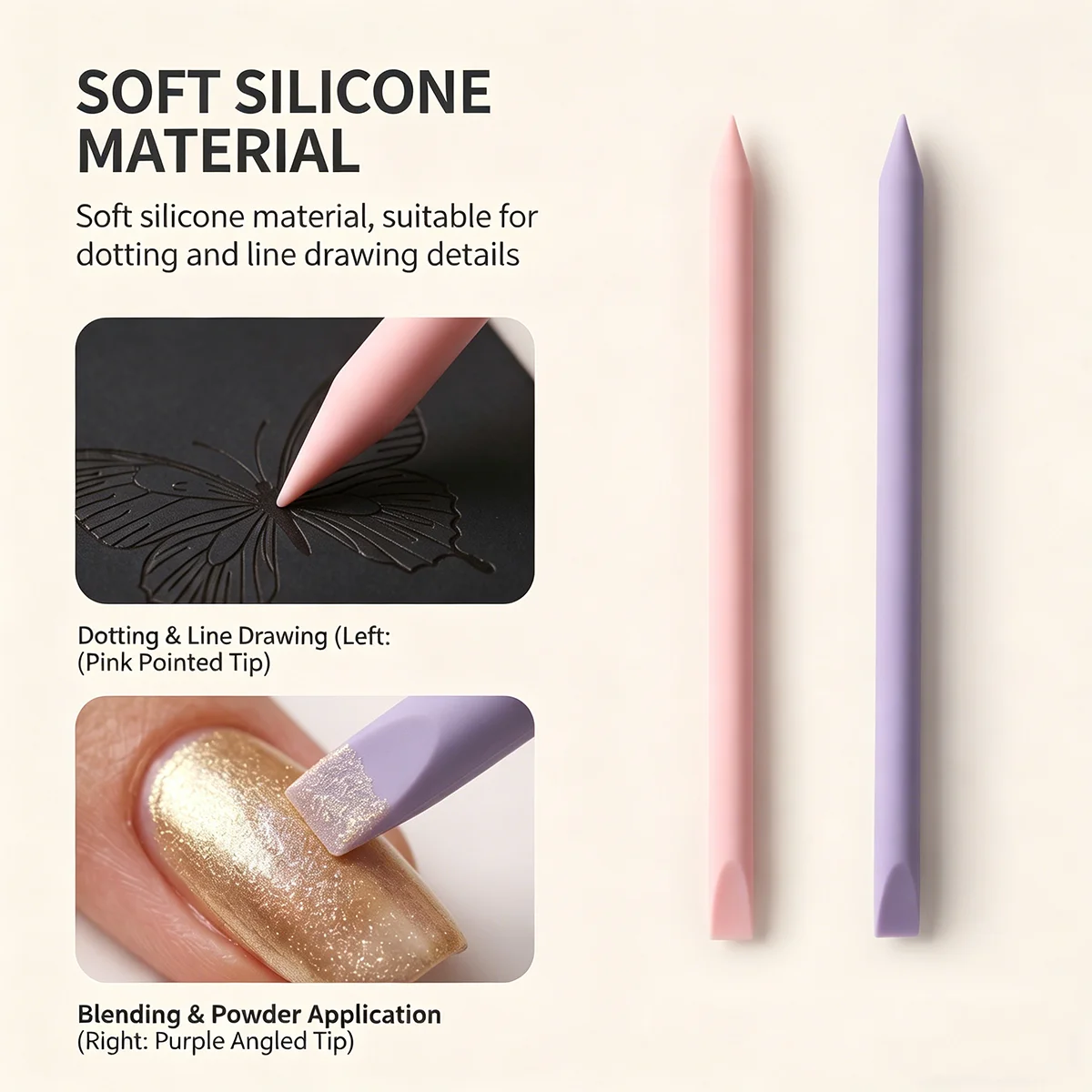 Nail Art Double-head Silicone Pen Smudge Powder Point Drill Multi-purpose Silicone Pen DIY Nail Tool For Resin Silicone Brush