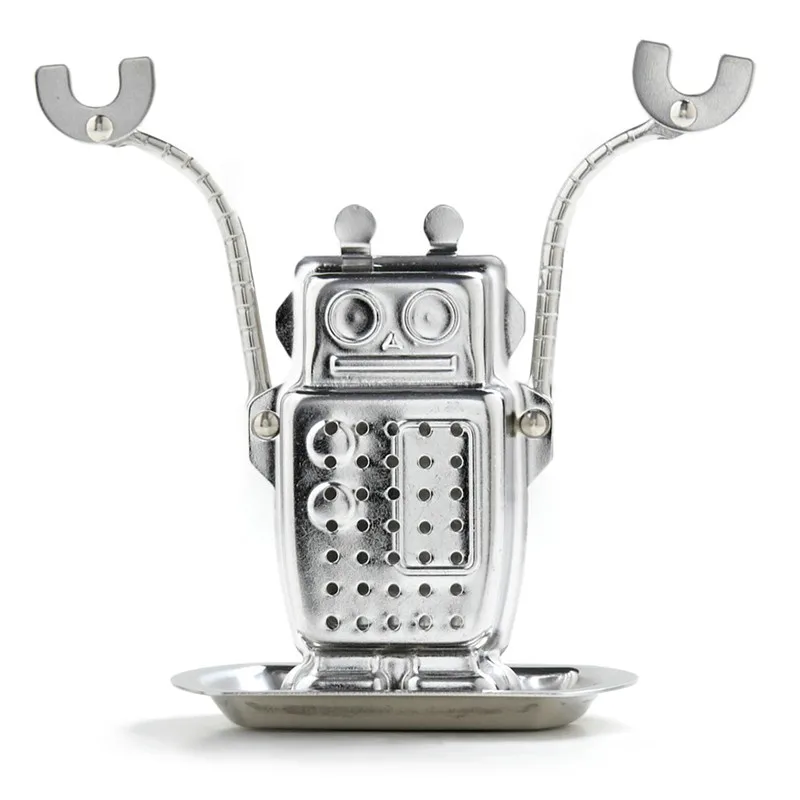 Tea Infuser Stainless Steel Robot Tea Strainer with Chain and Drip Tray Loose Leaf Tea Infuser for Black Tea Filter Reusable