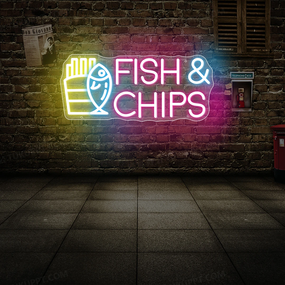 French Fried fish fries shape neon apply to French fries burger , shops, restaurants bar led neon make your shop more attractive