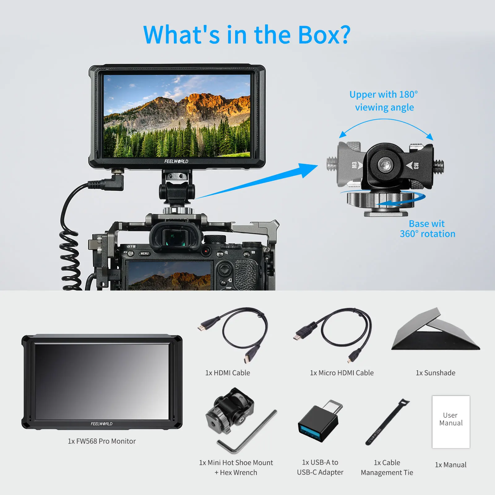 FEELWORLD FW568 PRO 6 Zoll 1200nit Leichter Kamera-Feld-DSLR-Monitor 1920 x 1080 Custom 3D LUT 4K HDMI 60 Hz HDMI Ein- und Ausgang – Detail 2
