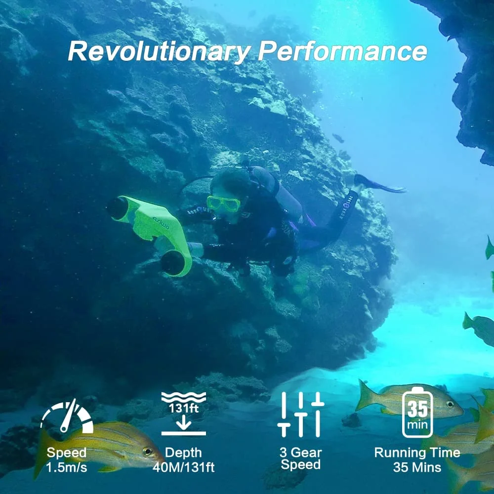 Skuter Bawah Air CAMORO Dual 600W Motor dengan Baterai 128WH, Thruster Listrik, Waktu Kerja 35 Menit, 3 Kecepatan, Kompatibel dengan Skuter Laut