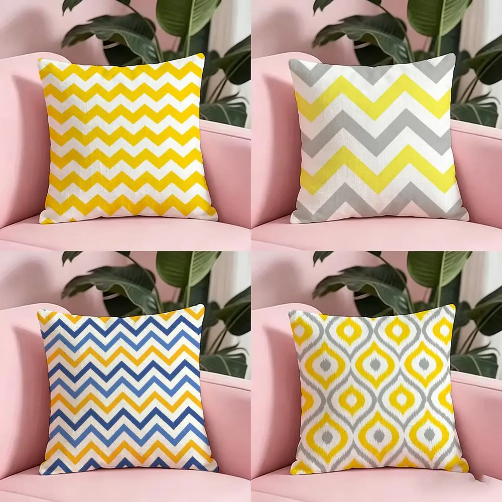 IIkat Wave Patterns Cushion Cover Anti-dustmite Pillowcase Invisible zipper silky short plush Sofa cushion cover