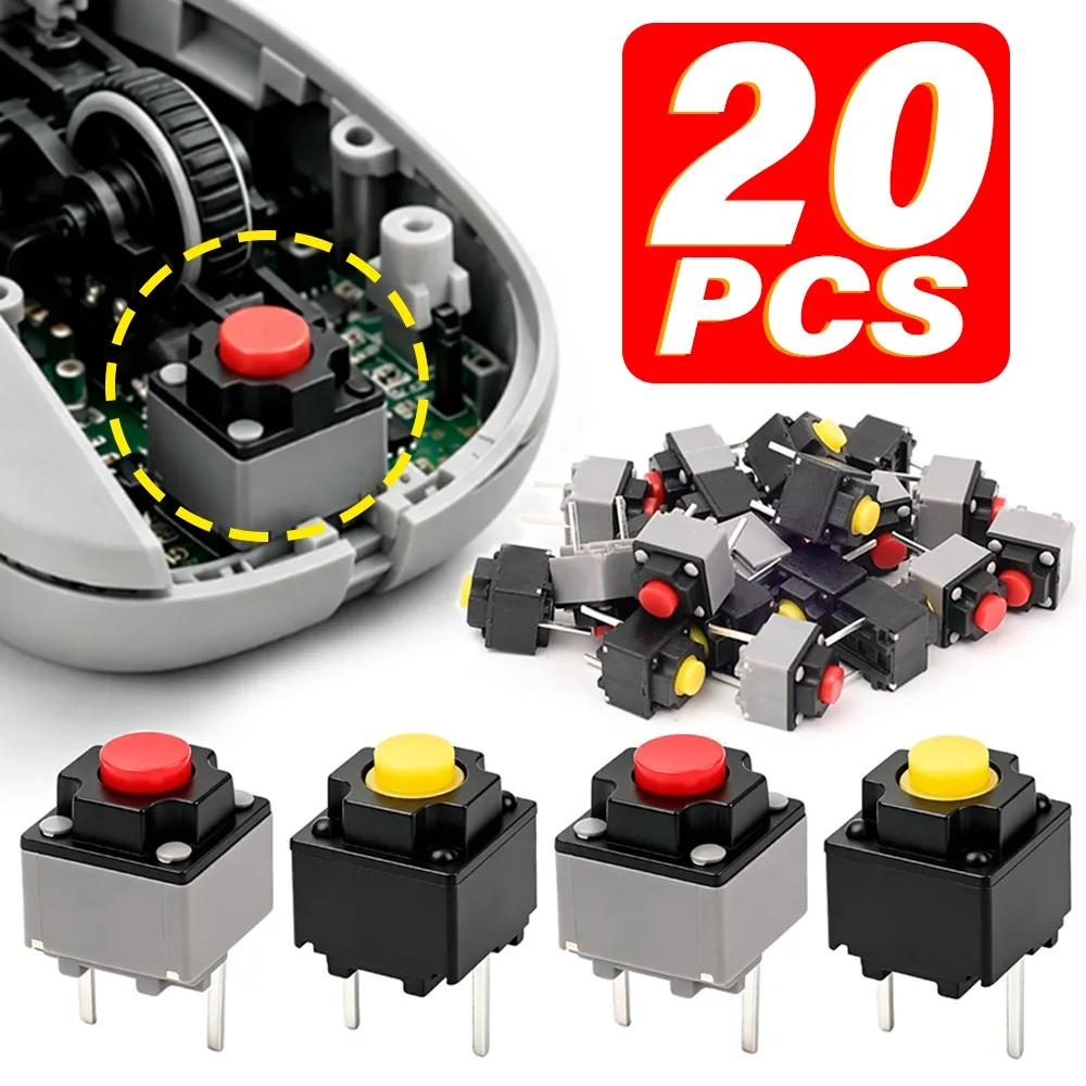 5-20Pcs Square Silent Micro Switch Mute Switch Replaceable Silent Microswitch for Mouse Supports Up To 5 Million Press Cycles