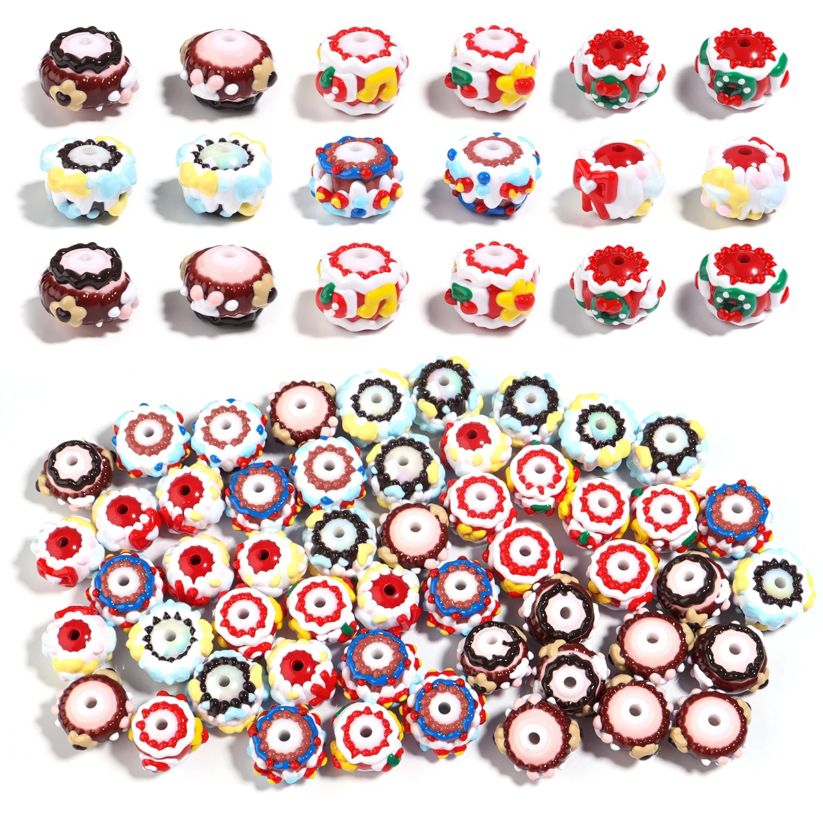 2Pcs/Lot Heavy Oil Acrylic Hand-painted Beads Loose Spacer Beads DIY Handmade Jewelry Bracelet Pendant Phone Key Bag Accessories