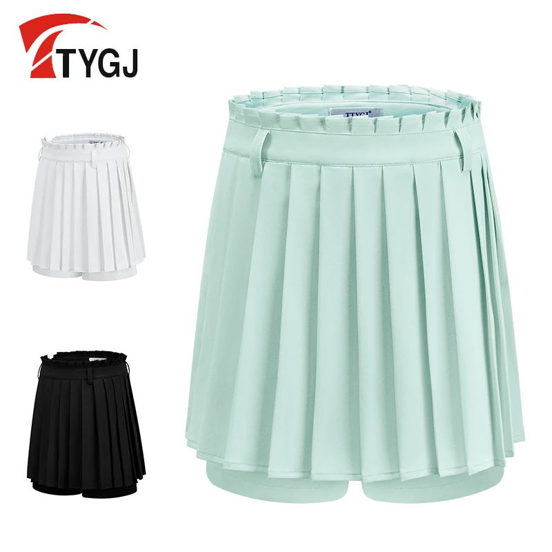 

TTYGJ 2023 New Women's Golf Halfbody Short Skirt Academy Style Pleated Skirt Anti glare Tennis Yoga Skirt Pants Solid Color