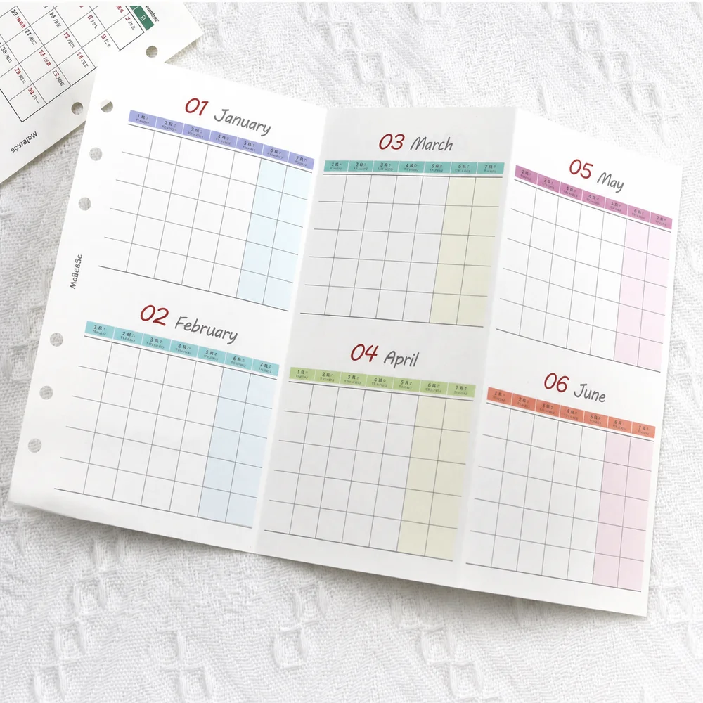 Yearly Calendar Insert Thick Undated Calendar Insert Monthly Planning Insert Foldable For Schedule Planning Data Recording Habit