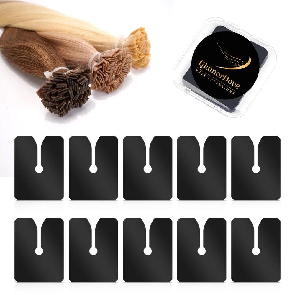 

GlamorDove Acrylic Heat Shield for Hair Extensions – Reusable K-Tip Keratin Bond Protection Pad, Black & Transparent