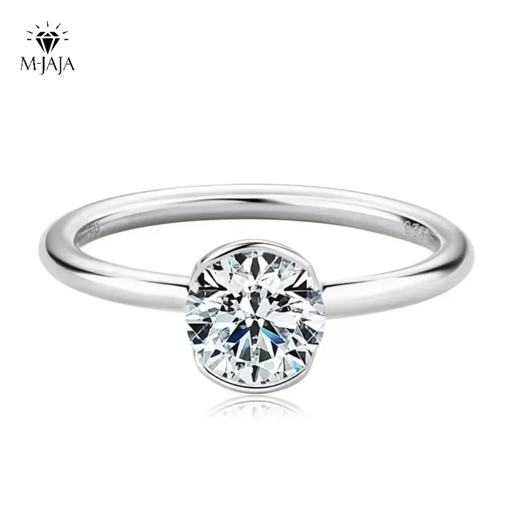 

M-JAJA 6.5mm Moissanite Engagement Ring for Women 925 Sterling Silver Round Cut Solitaire Wedding Promise Band Simple Jewelry