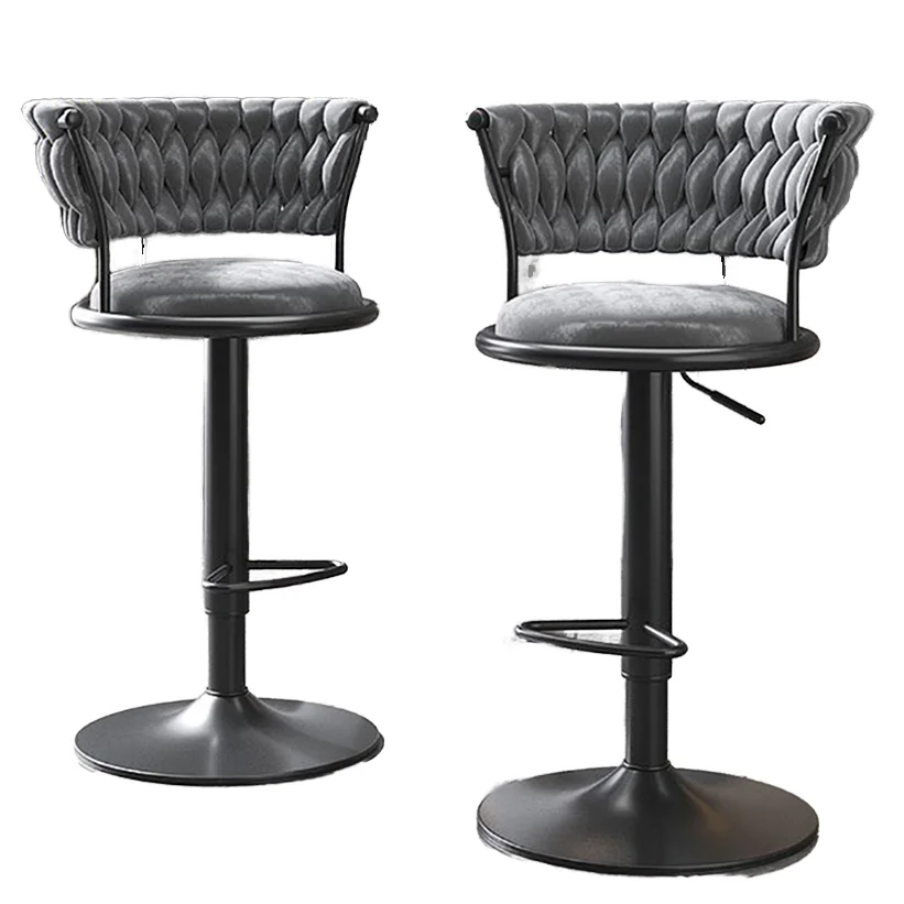 

￥%Modern Velvet Seats Steel Frame Bar Stool and Dining Table Set for Hotel Commercial Furniture High Bar Chair