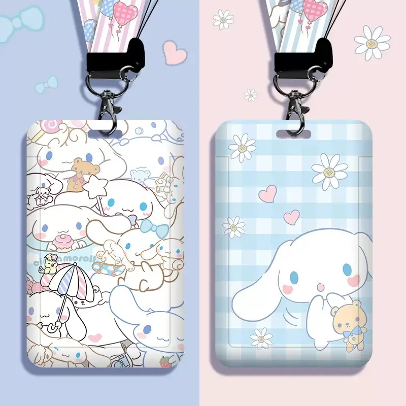 

Держатель для ID-карты Sanrio Cinnamoroll с ремешком на шею, крутой брелок-держатель для бейджа, шнурок для ключей, женский чехол для рабочего пропуска, подарок
