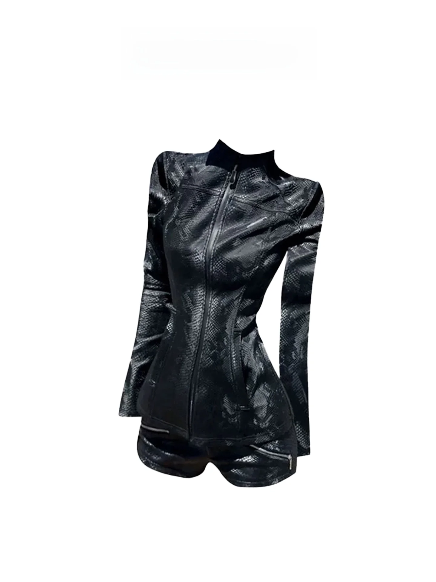 

Heza Slim Fit комплект из искусственной кожи для женщин больших размеров, сексуальная американская зимняя модная верхняя одежда, ансамбль