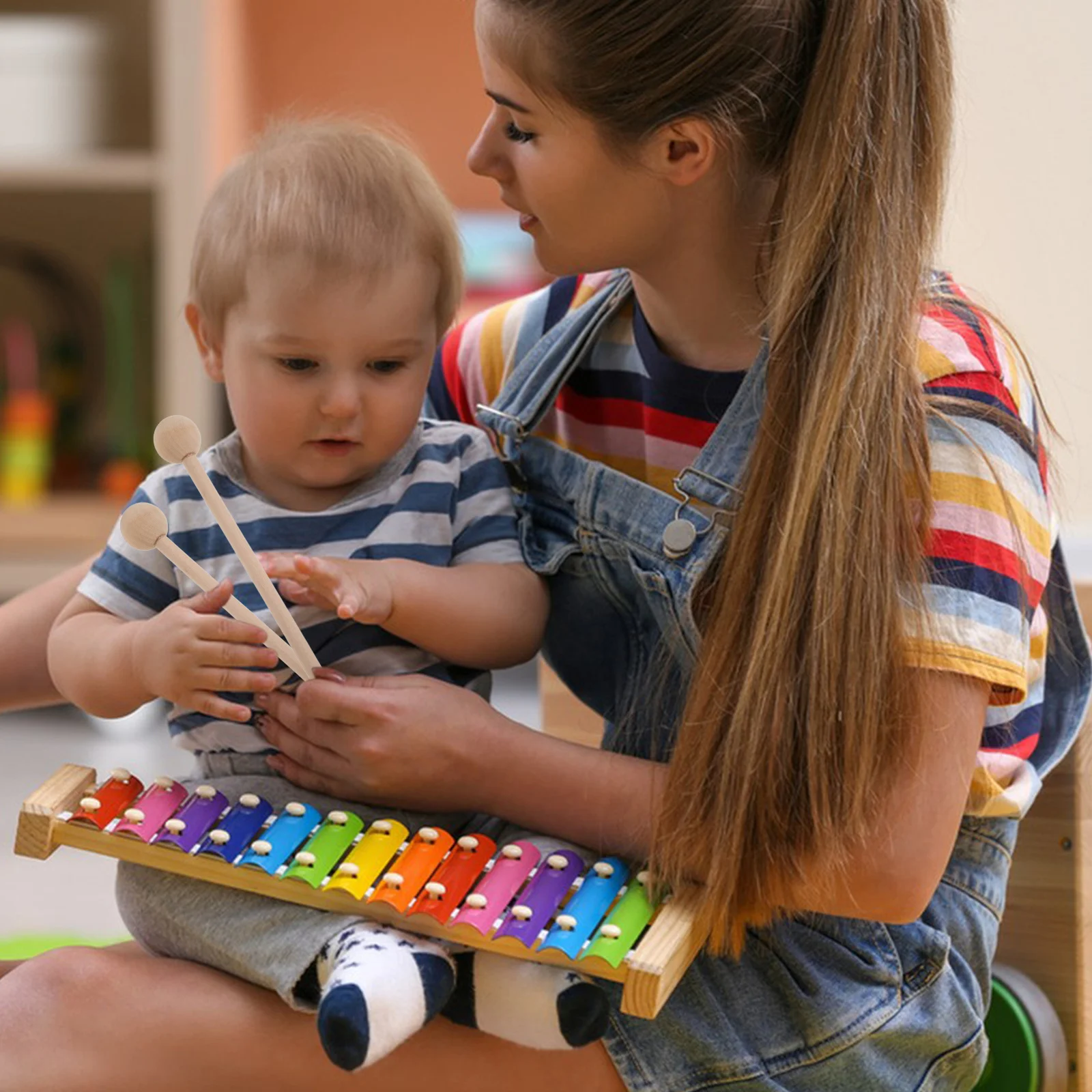 

2pcs Wood Mallets 12.18 Inch Orff Xylophone Hammer Round Tip For Percussion Sticks Glockenspiel Chime Block Bell Music