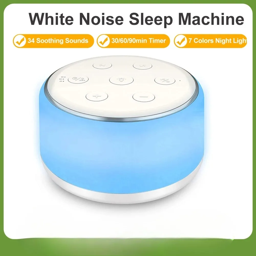

White Noise Machine Desktop Sleep Sound Machine for Baby Sleep Soother 7 Colors Night Lights 34 Soothing Sounds and Timer