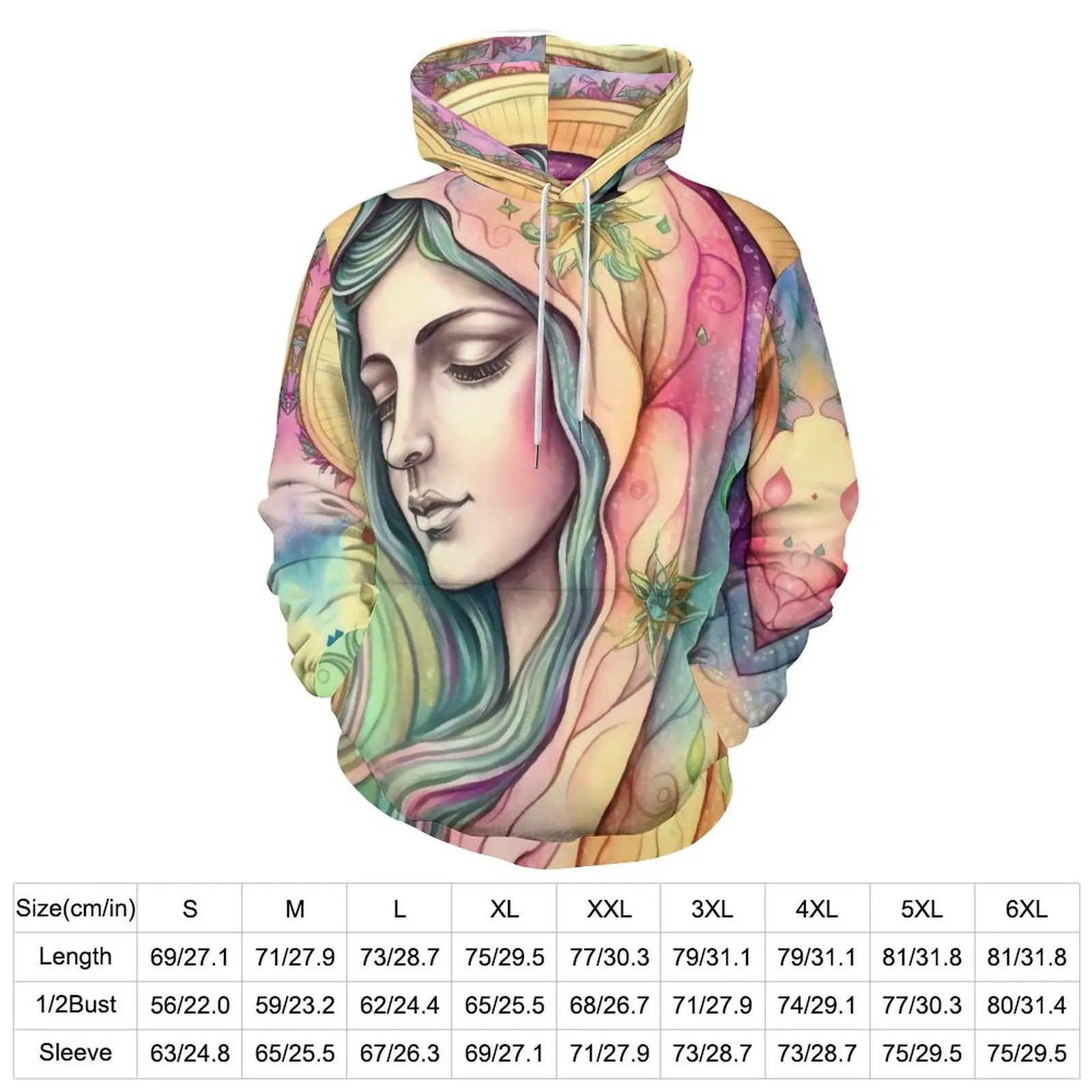 Virgin Mary Casual Hoodies Catholic Christian Mother Korean Fashion Hoodie Unisex Long Sleeve Cute Graphic Top Large Size