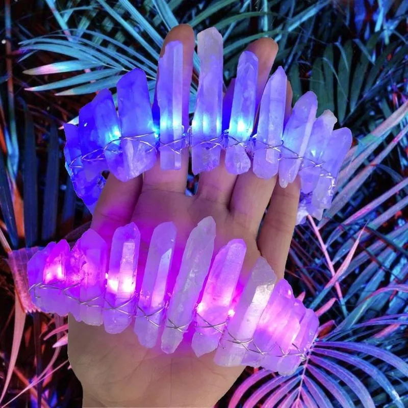 

Crystal Headband Raw Crystal Quartz Crown Tiara Rhinestone Hair Band Wedding Headwear for Women Girl