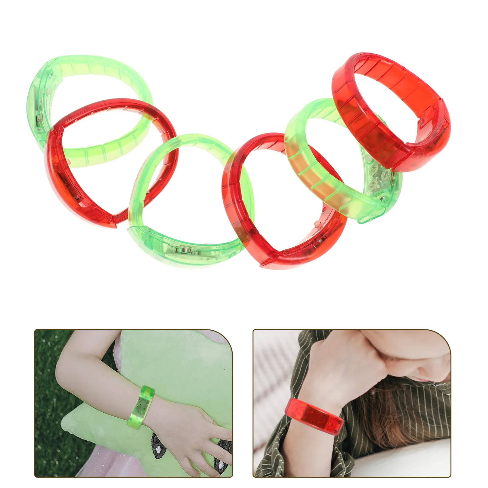 

12Pcs Multicolor Flashing LED Wristbands Glow Brightly in Dark Easy on Off Perfect for Parties Carnivals Concerts