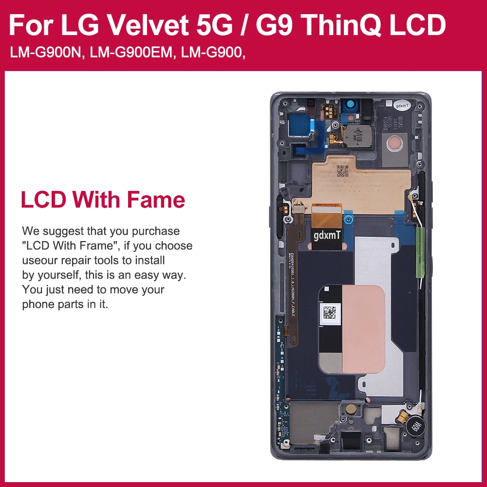 NEW For LG G9 LCD Display Touch Screen Digitizer Assembly For Velvet 5G LCD For LG G9 ThinQ Screen LM-G900 Display Replacement