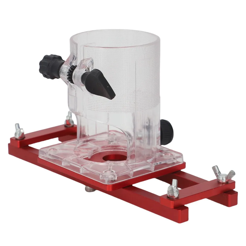 Aluminum Alloy Wood Trimmer Router Base Invisible Slotting Guide Robust Construction Compact Palm Router Base Red Color