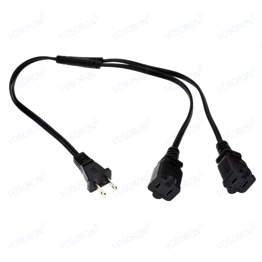 US 2 Prong 1 To 2 Power Splitter Cord, For TV, Lamp, Charger, Small Home Electronics, Fits USA Canada Mexico Japan Philippines