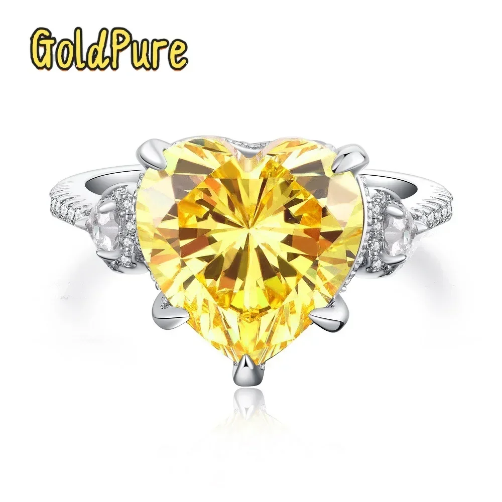 

Роскошное женское кольцо Goldpure из платины PT950 в форме сердца, полностью инкрустированное бриллиантами и муассанитами